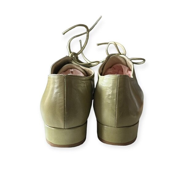 Michel Perry Square Toe Lace Up Flats, Green, Size 37.5 EU - Picture 8 of 13